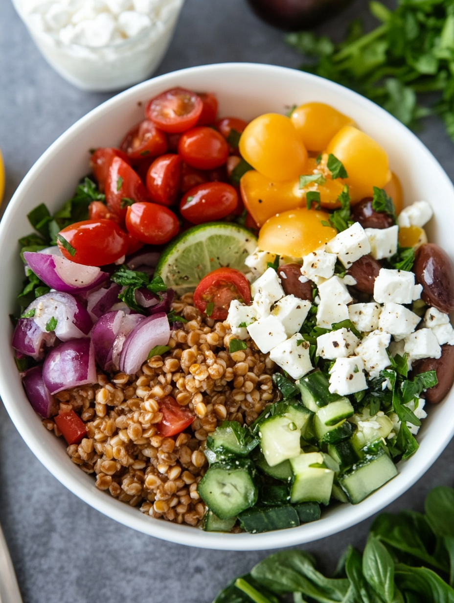 Healthy Mediterranean Farro Bowl