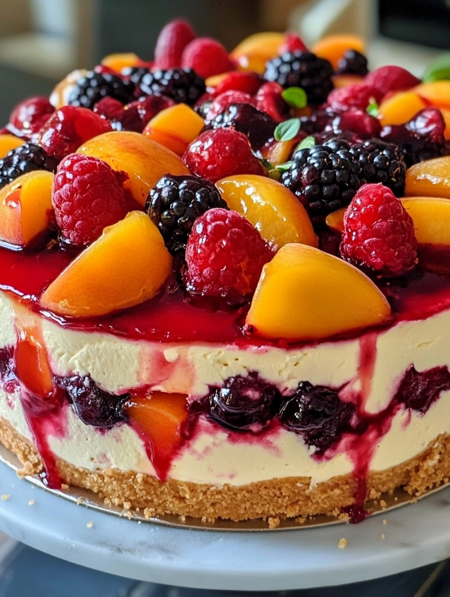 Summer Berry and Peach Cheesecake Recipe