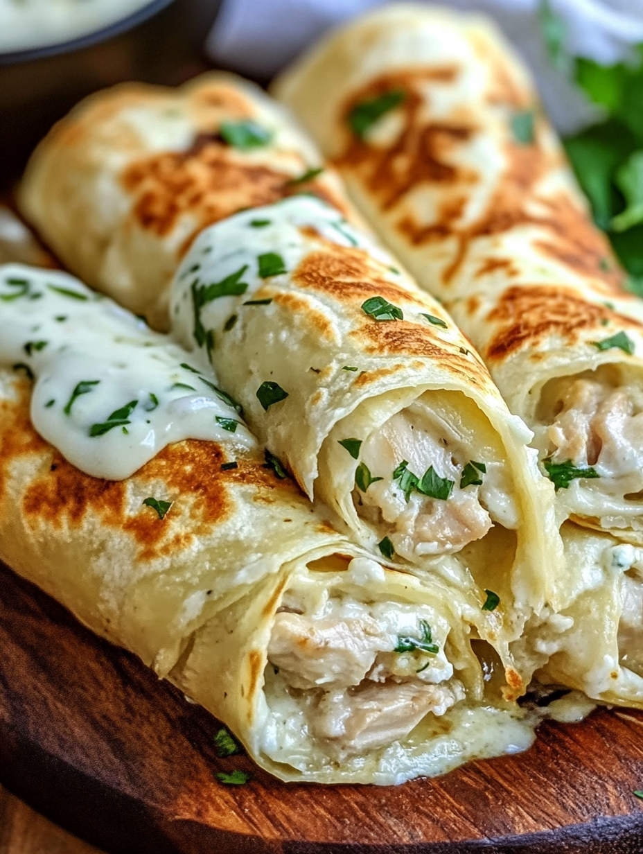 Cheesy Garlic Chicken Wraps