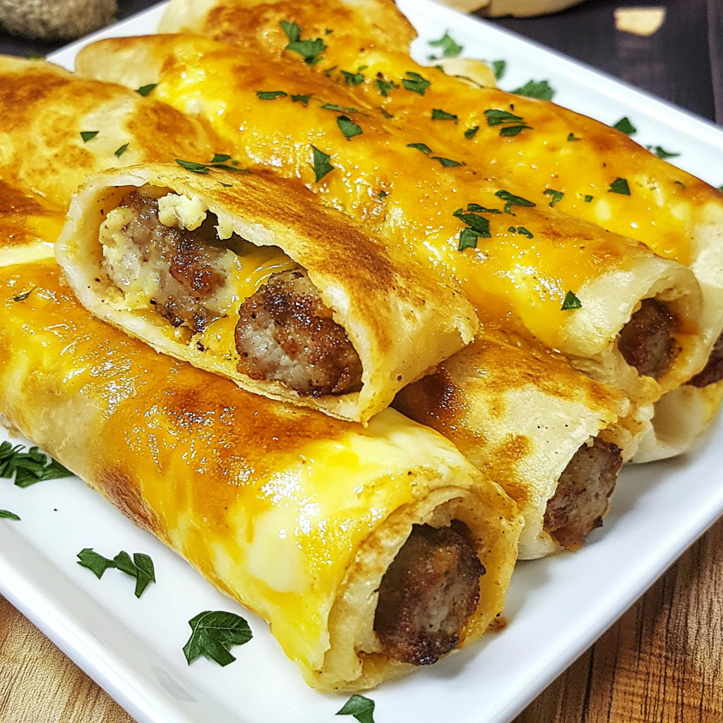 Cheesy Sausage and Egg Breakfast Roll-Ups