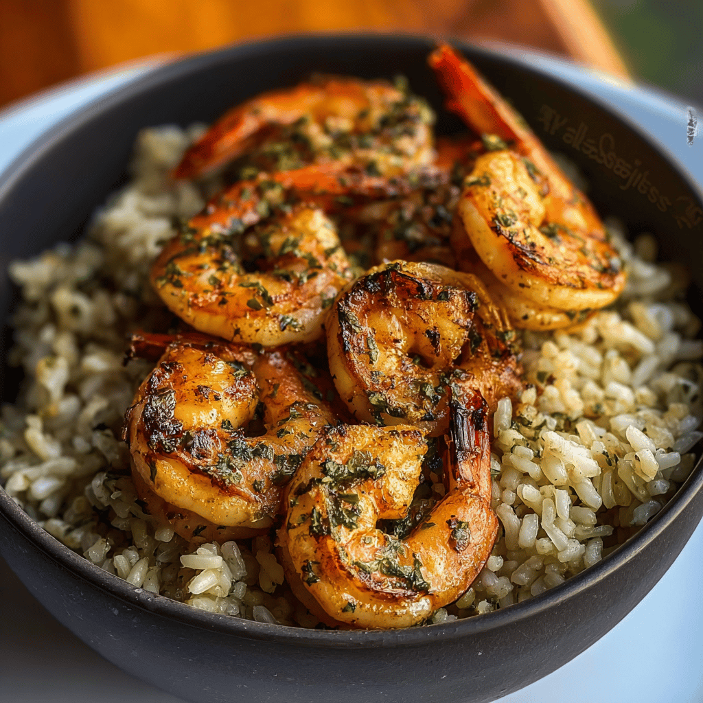 Garlic Butter Shrimp Bowl Recipe with Creamy Herb Rice