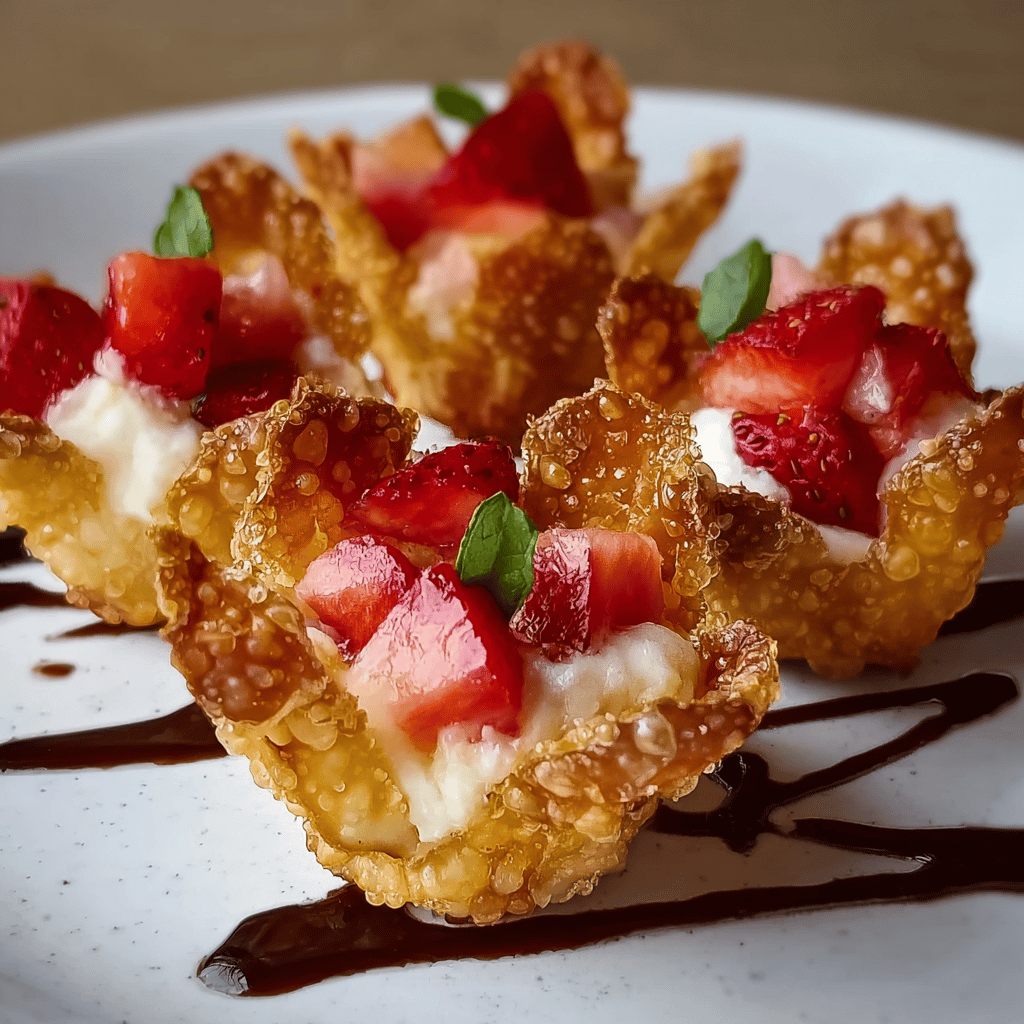 Strawberry Cheesecake Wonton Bites