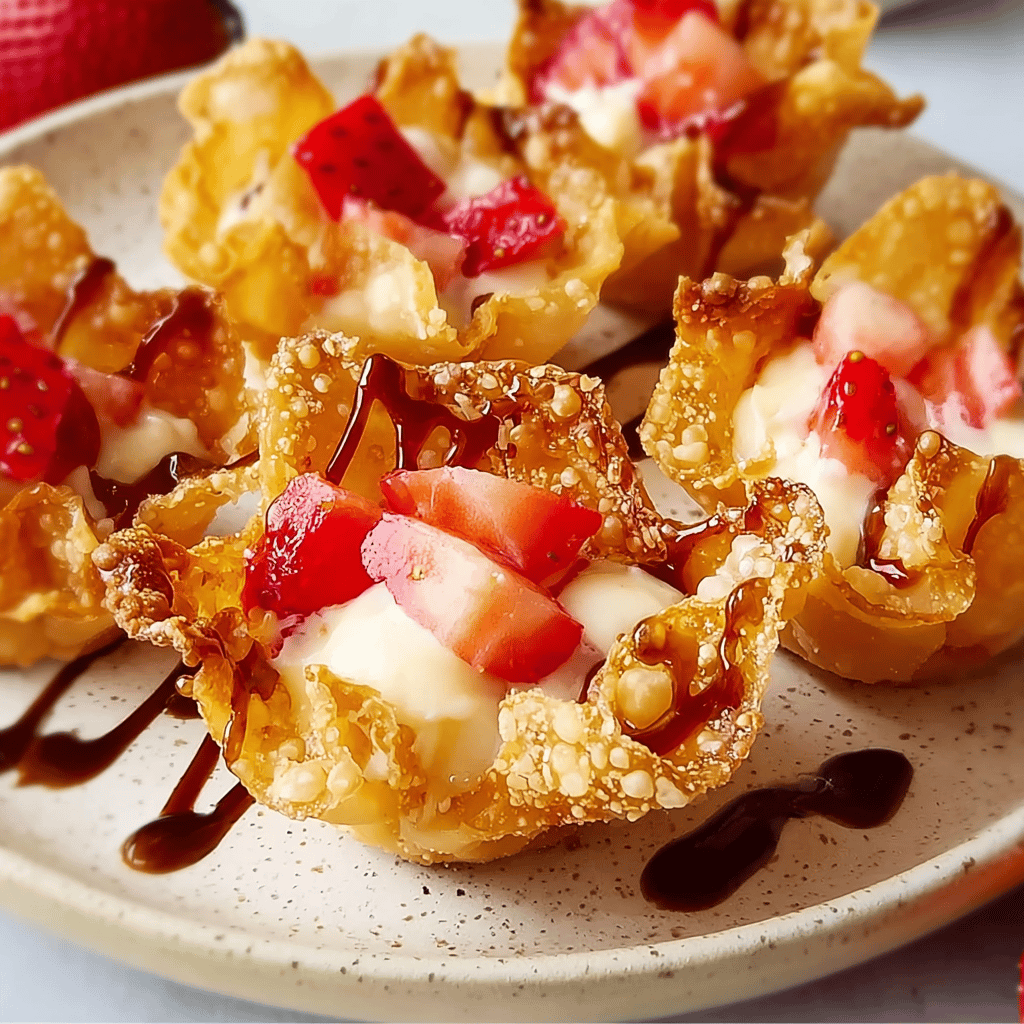 Strawberry Cheesecake Wonton Bites