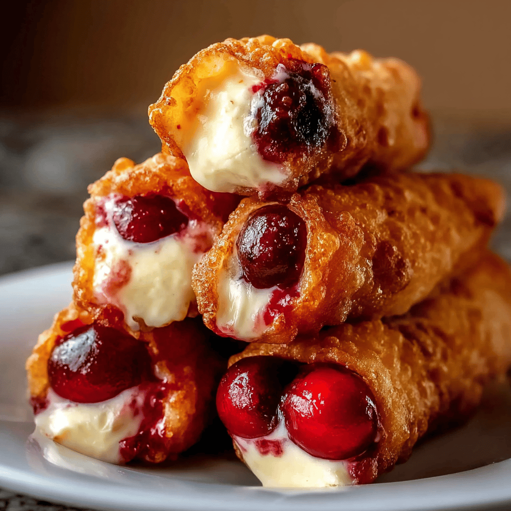 Crispy Cherry Cheesecake Egg Rolls