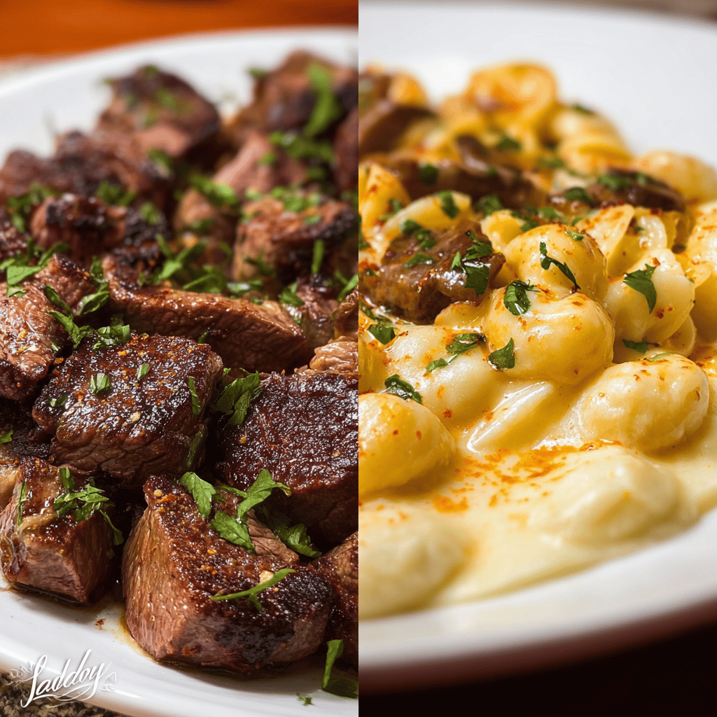 Garlic Butter Steak Bites & Loaded Cheddar Alfredo Shells