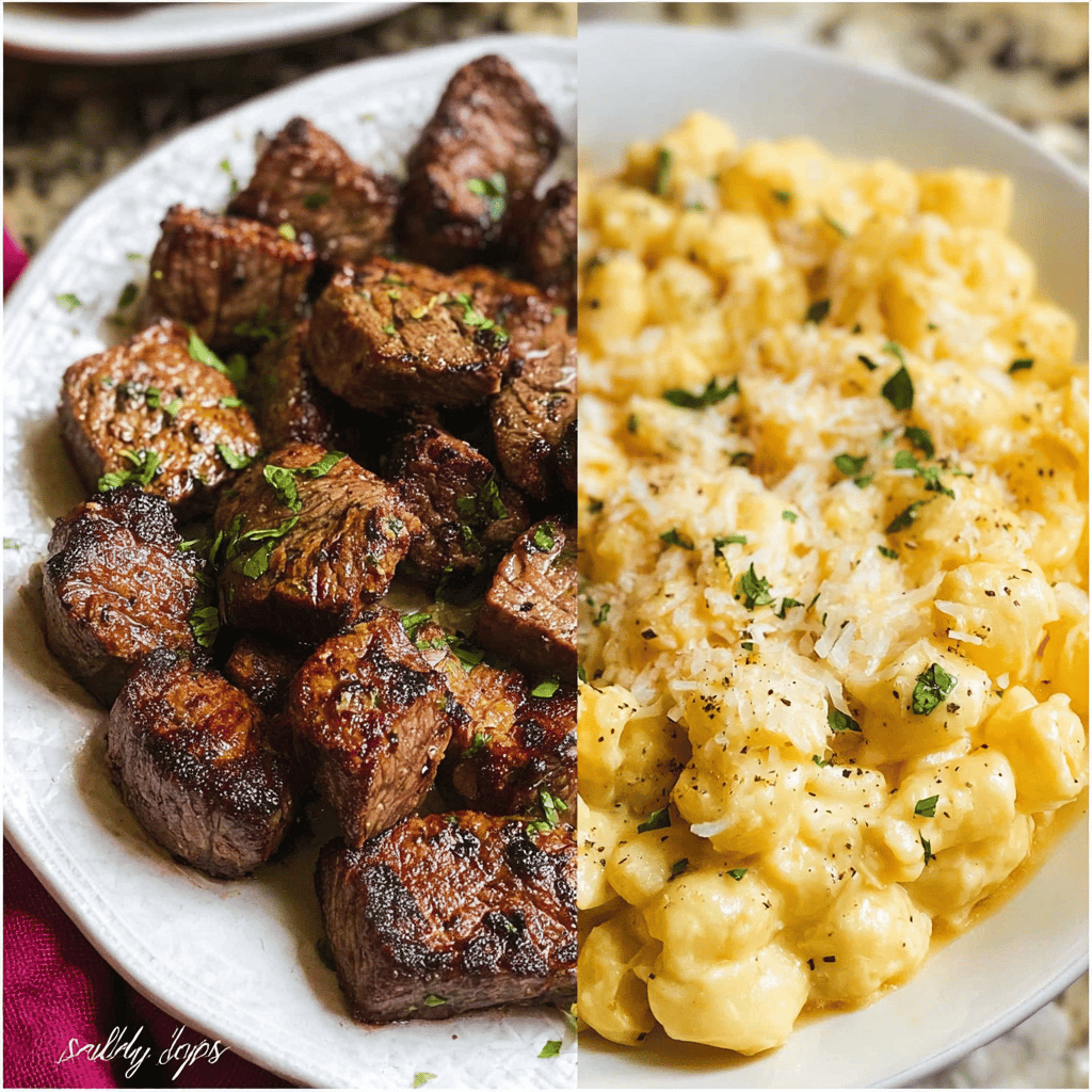 Garlic Butter Steak Bites & Loaded Cheddar Alfredo Shells