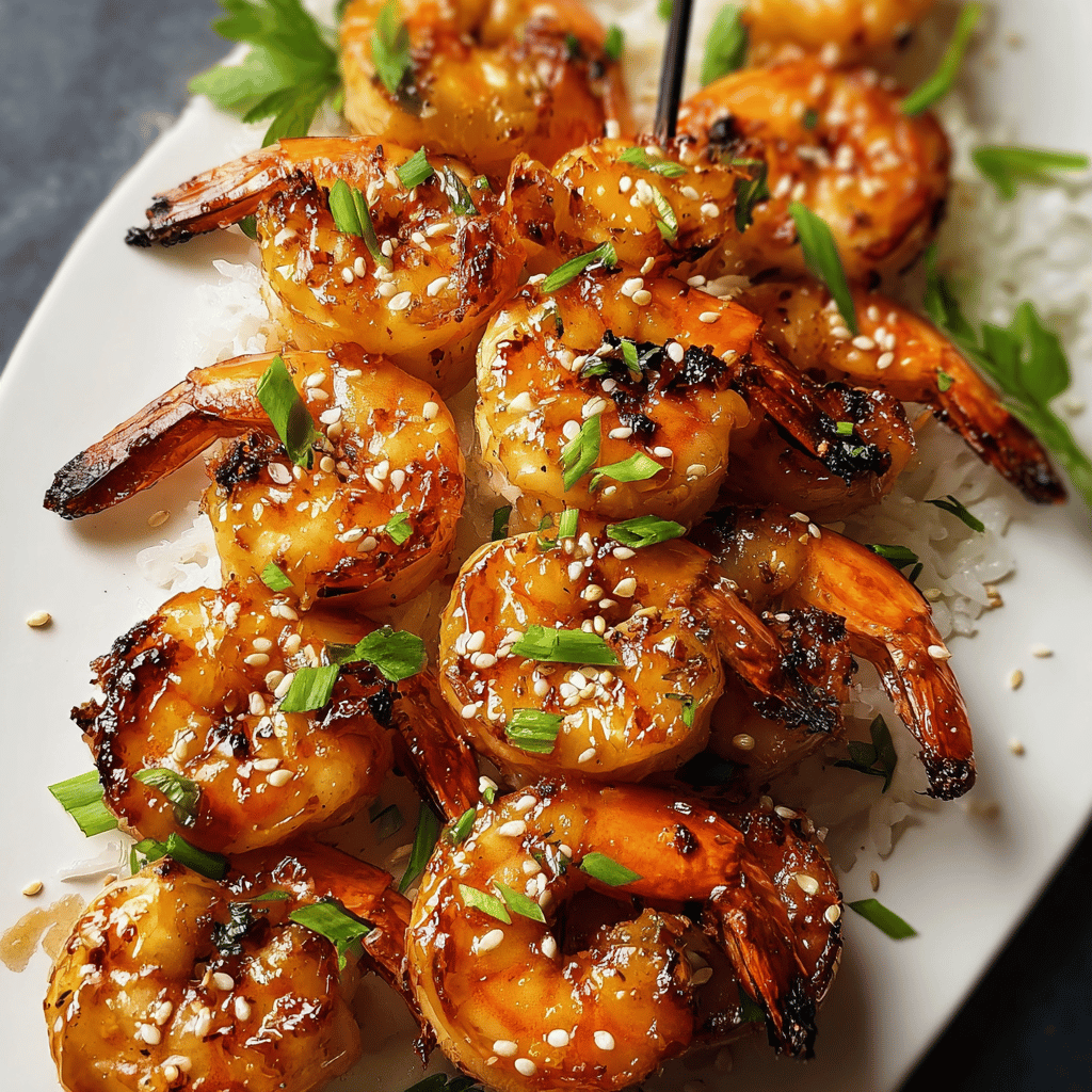 Asian Marinated Grilled Shrimp Skewers