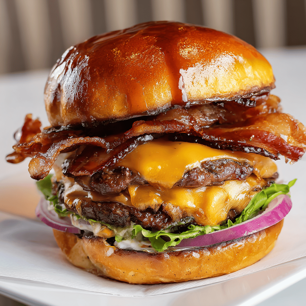 The Ultimate Double-Decker Maple Bourbon Bacon Smash Burger Recipe