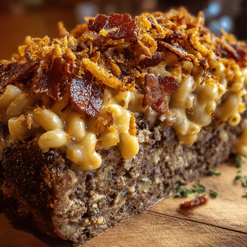 Delicious Double Bacon Cheeseburger Mac & Cheese Meatloaf