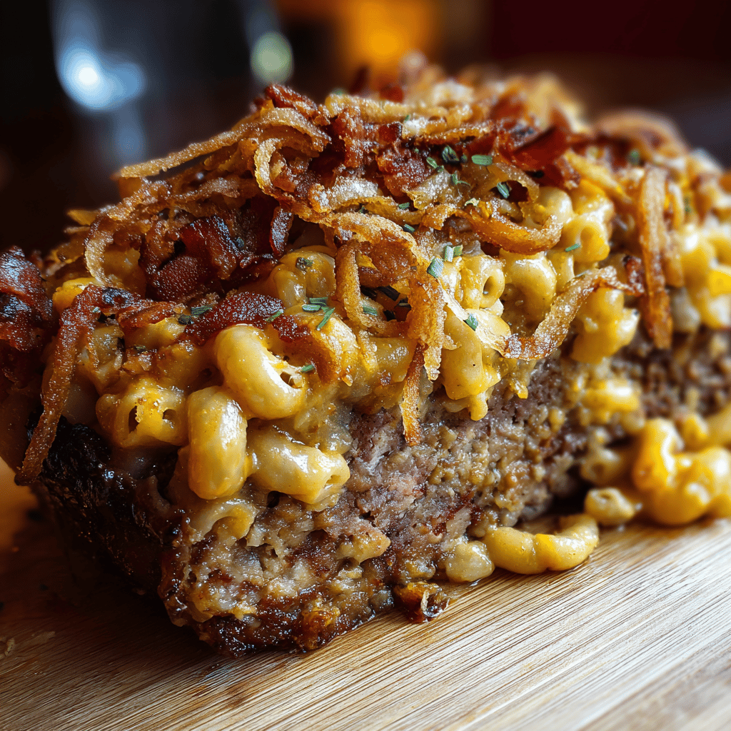 Delicious Double Bacon Cheeseburger Mac & Cheese Meatloaf