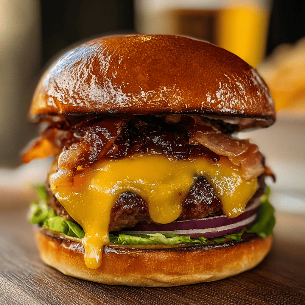 My Maple Bourbon Candied Bacon Cheeseburger with Jalapeño Jam