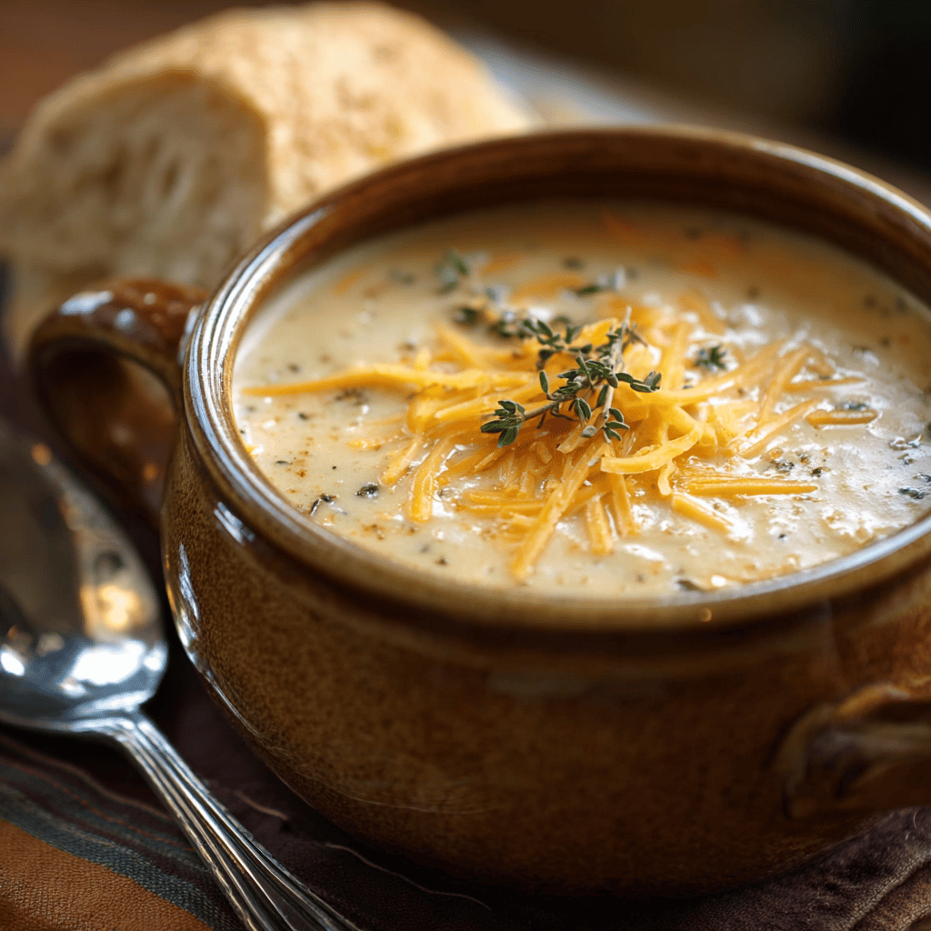Hearty Cheddar Garlic Herb Potato Soup Recipe