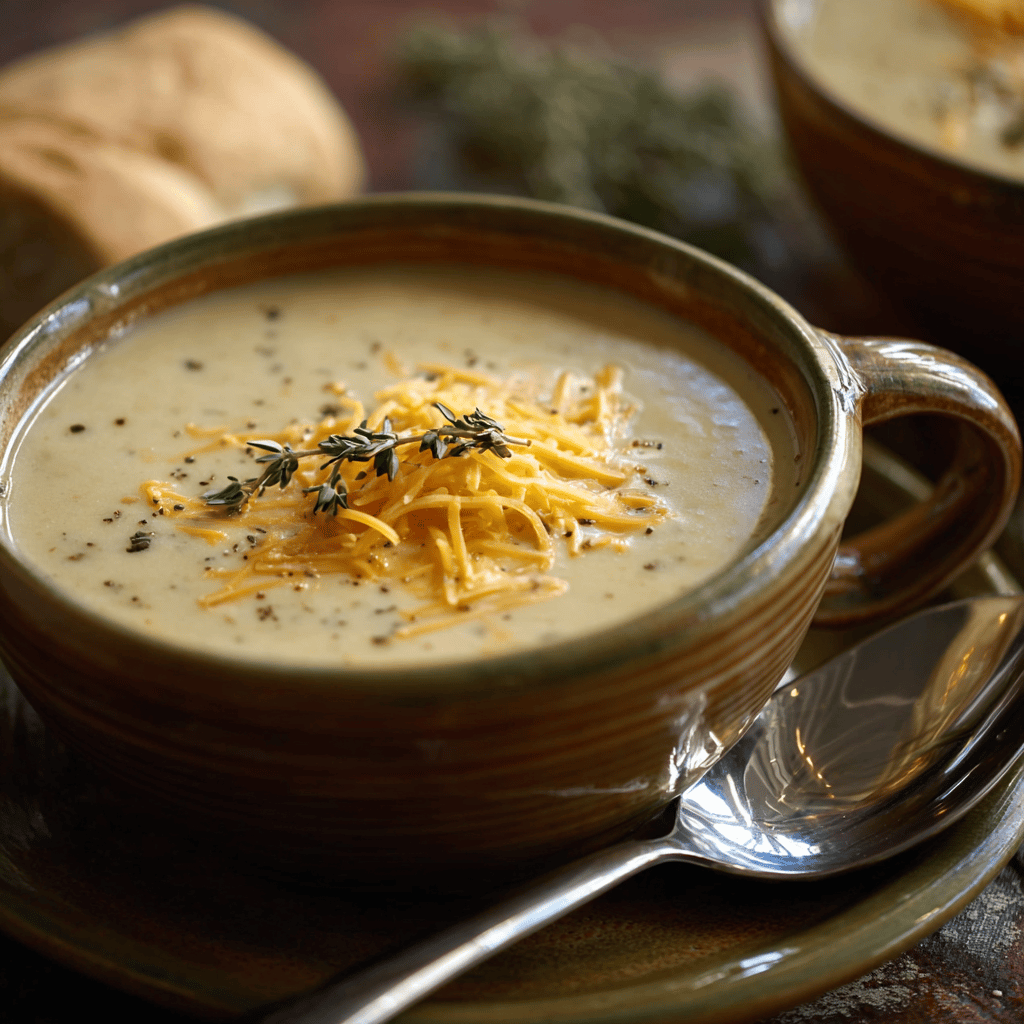 Hearty Cheddar Garlic Herb Potato Soup Recipe