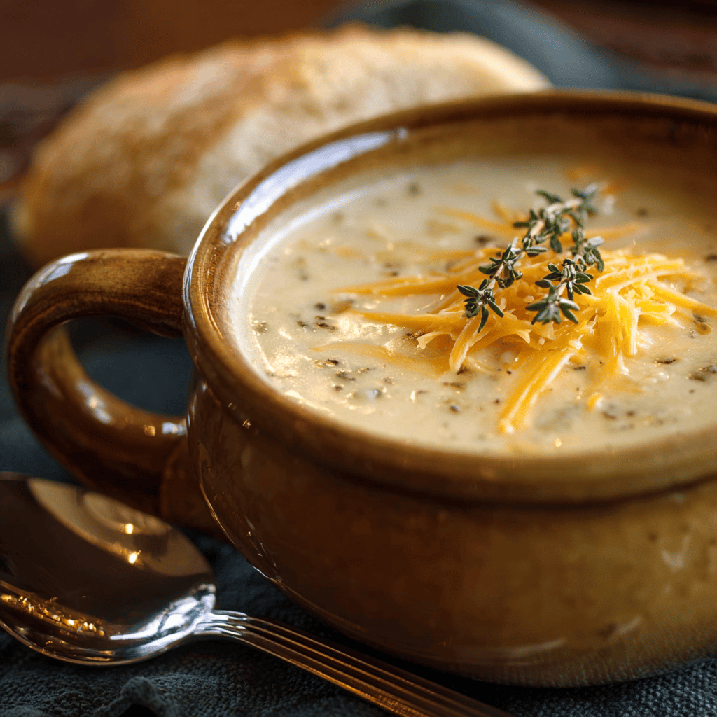 Hearty Cheddar Garlic Herb Potato Soup Recipe
