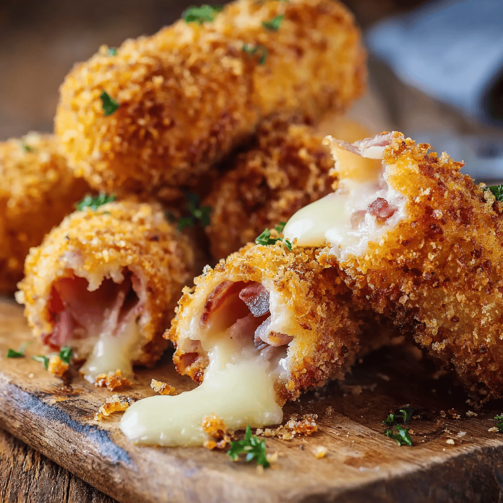 Baked Chicken Ham Cheese Mozzarella Sticks