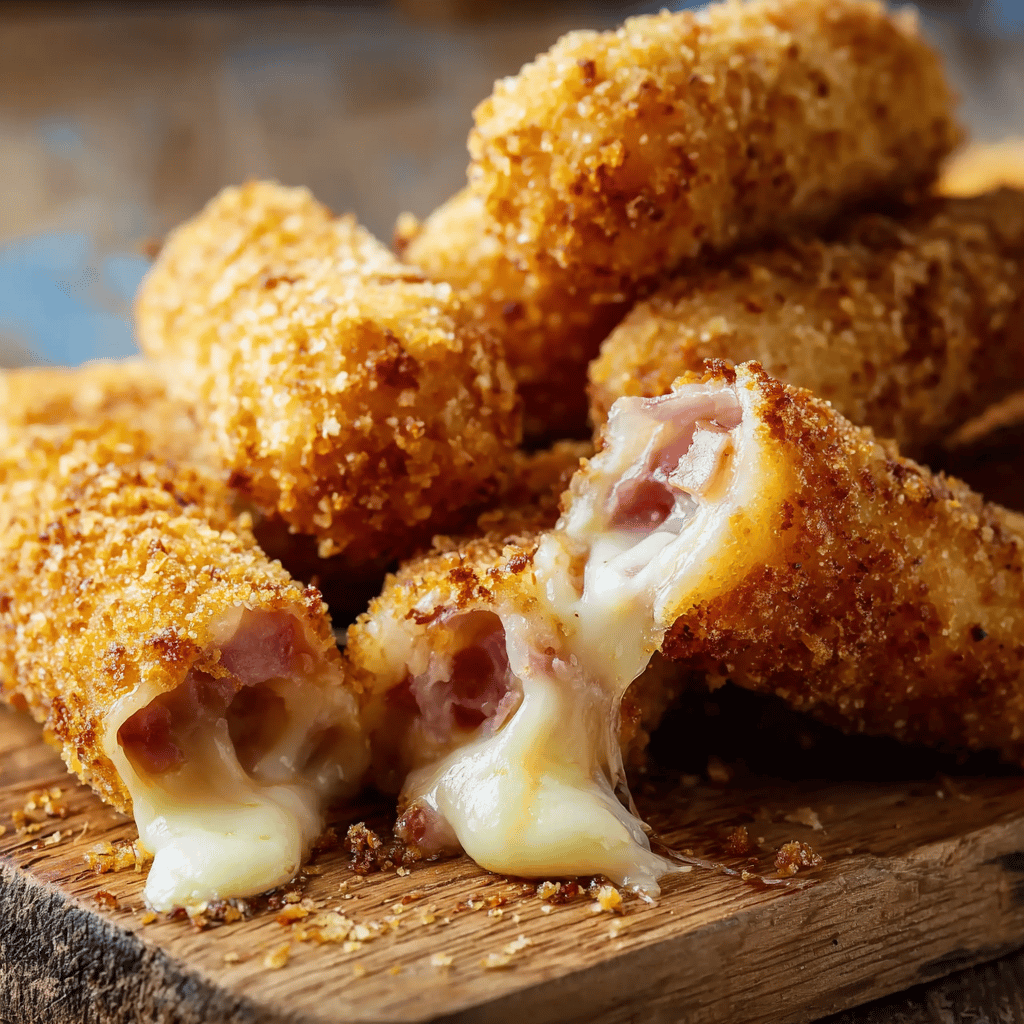 Baked Chicken Ham Cheese Mozzarella Sticks