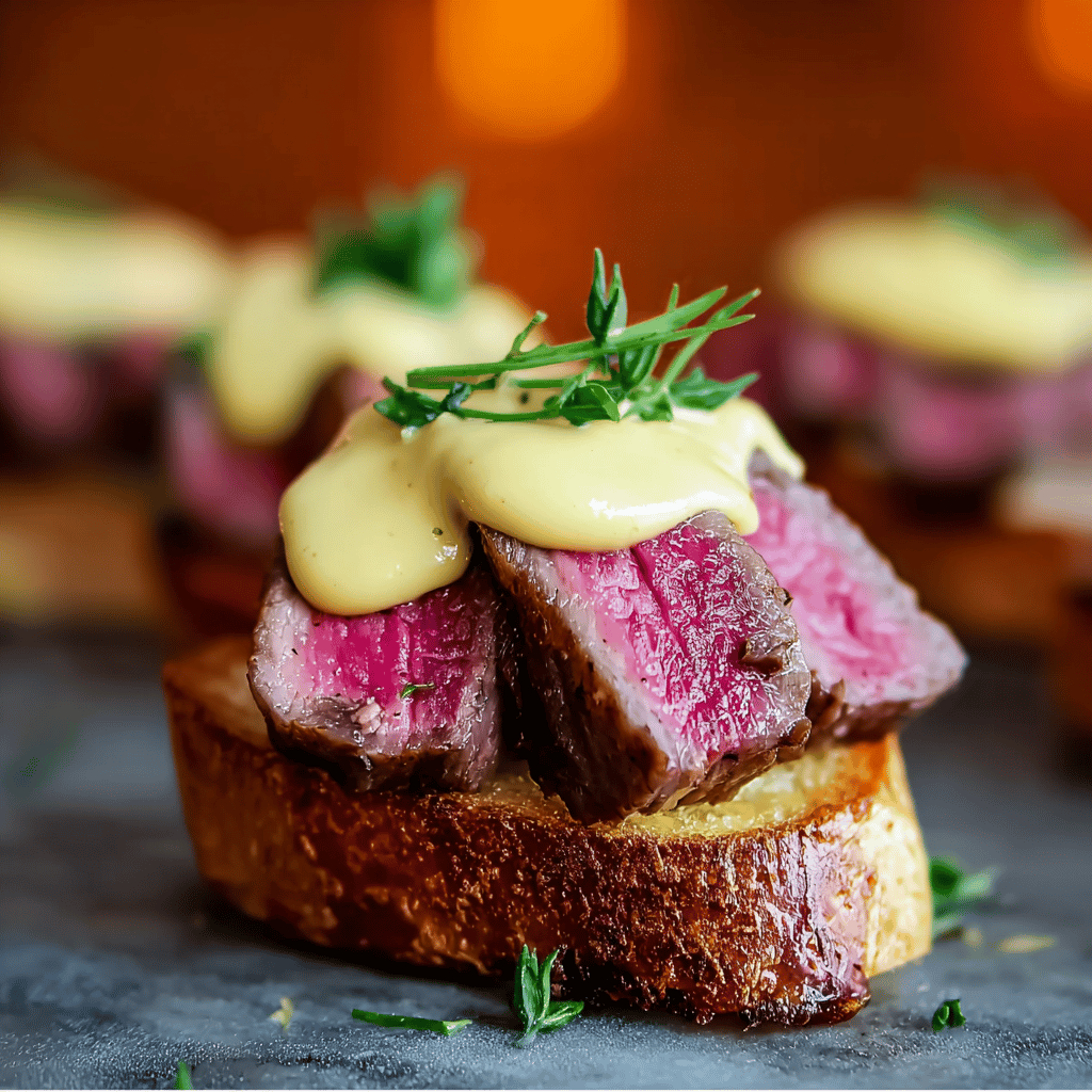 Grilled Tenderloin Crostini with Béarnaise
