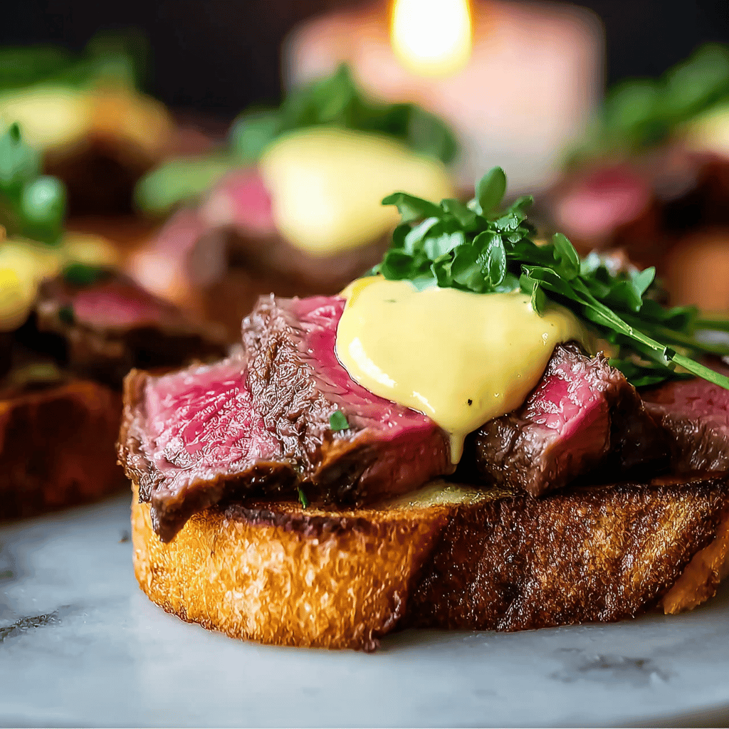Grilled Tenderloin Crostini with Béarnaise