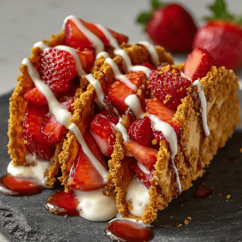 Strawberry Crunch Cheesecake Tacos